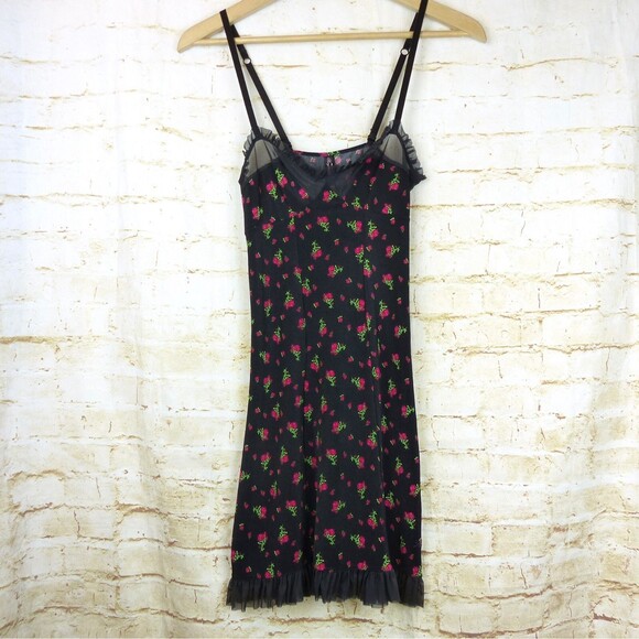 VTG Victorias Secret Slip Dress S Black Roses Ruffles Sexy Little Thing Y2K 90s - Picture 9 of 14